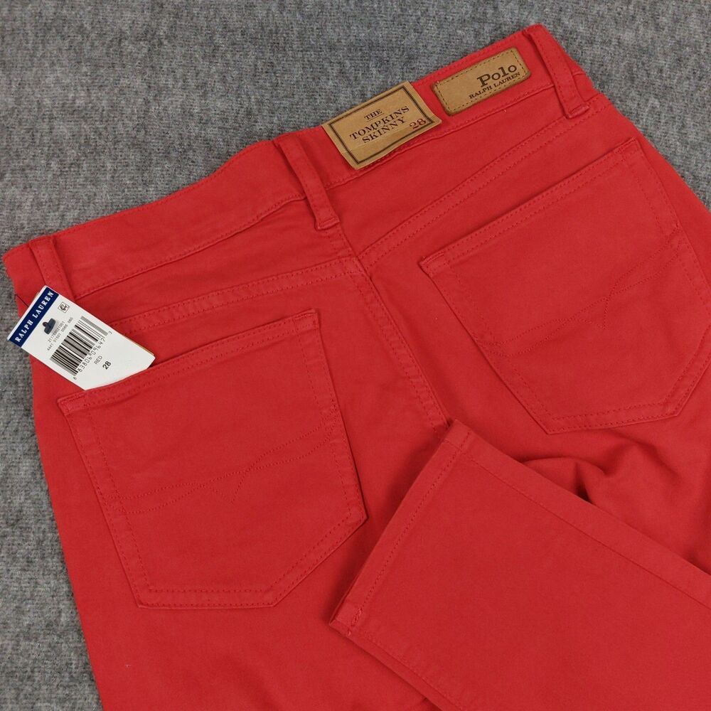 Polo Ralph Lauren Women's 28 The Tompkins Red Skinny Mid Rise Jeans NWT *Read